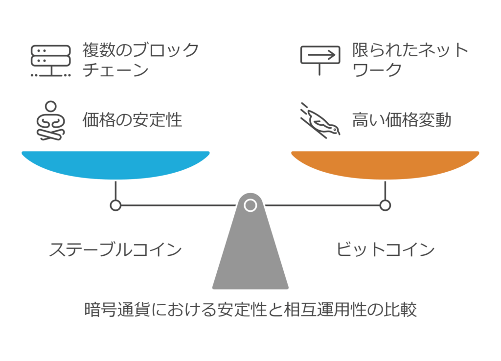 暗号通貨における安定性と相互運用性の比較